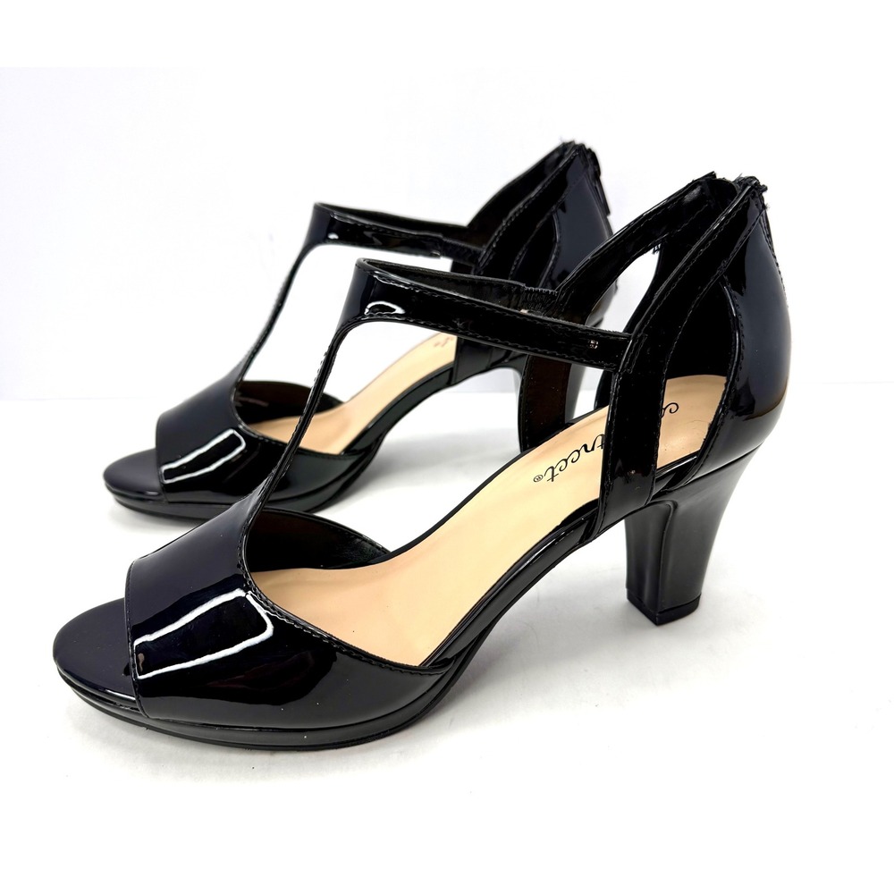 Easy Street Women's Flash Dress Sandals Black Patent Size 8W NWT/BOX - Picture 3 of 10